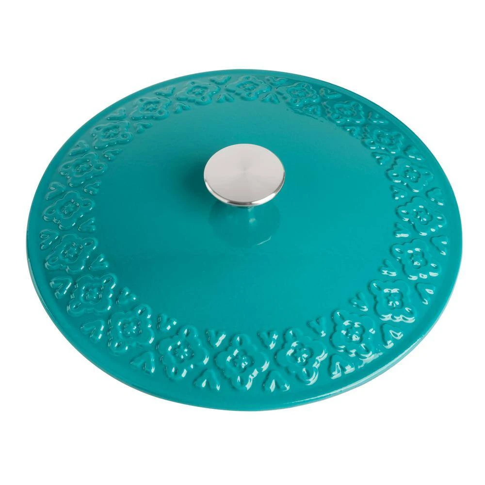 Savory Saffron 6 qt. Enameled Cast Iron Dutch Oven with Lid in Teal by Spice BY TIA MOWRY - Image 8