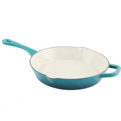 Artisan 12 in. Cast Iron Nonstick Skillet in Teal Ombre with Helper Handle by Crock-Pot