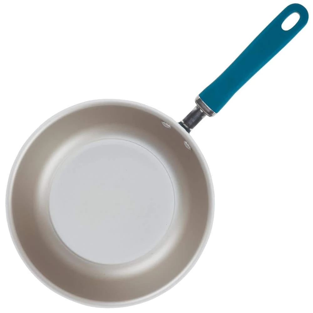 10 in. Aluminum Nonstick Skillet Create Delicious in Teal Shimmer with Glass Lid by Rachael Ray - Image 8