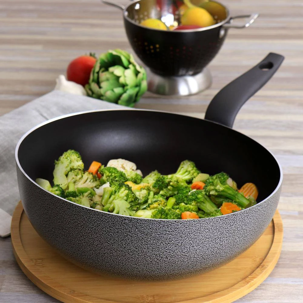 Siena 11 in. Nonstick Aluminum Wok in Grey Granite by Tosca - Image 7