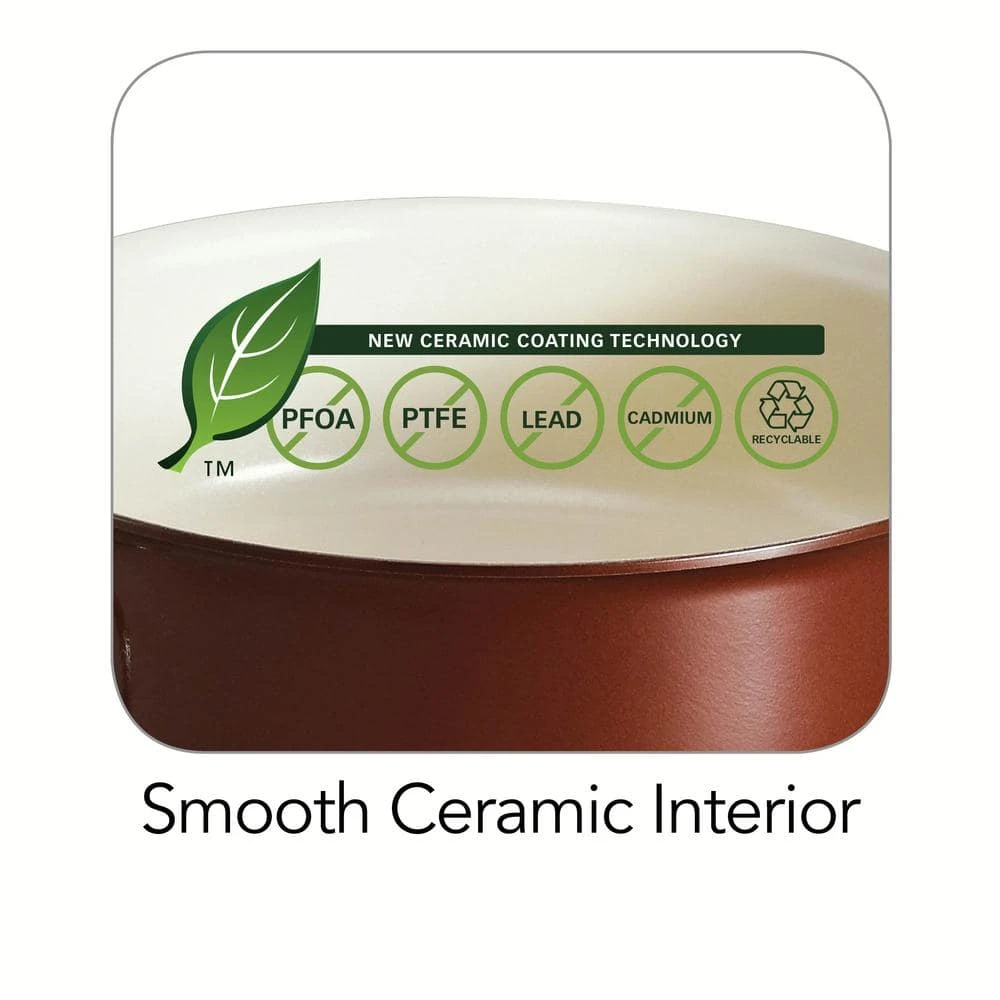 Style Ceramica 1.5 qt. Aluminum Ceramic Nonstick Sauce Pan in Copper with Glass Lid by Tramontina - Image 5