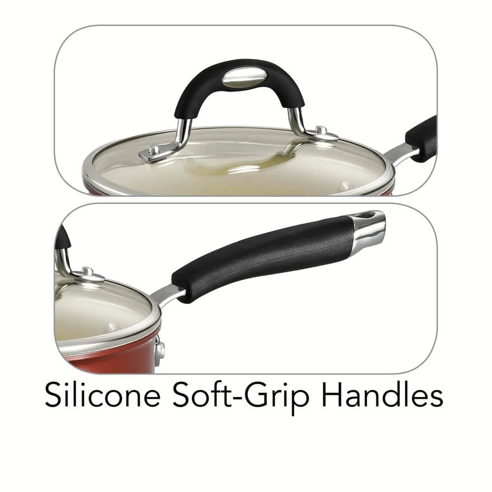 Style Ceramica 1.5 qt. Aluminum Ceramic Nonstick Sauce Pan in Copper with Glass Lid by Tramontina - Image 4