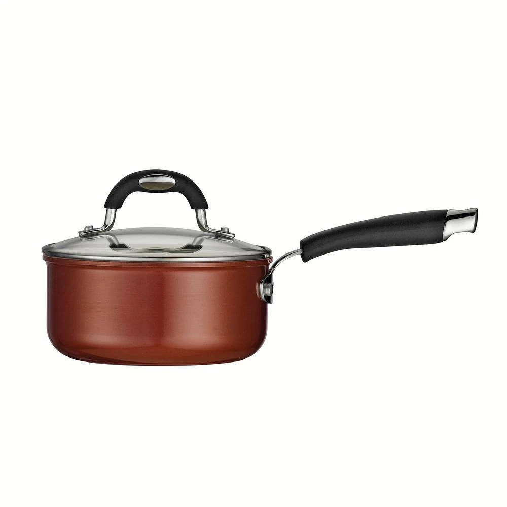 Style Ceramica 1.5 qt. Aluminum Ceramic Nonstick Sauce Pan in Copper with Glass Lid by Tramontina - Image 2