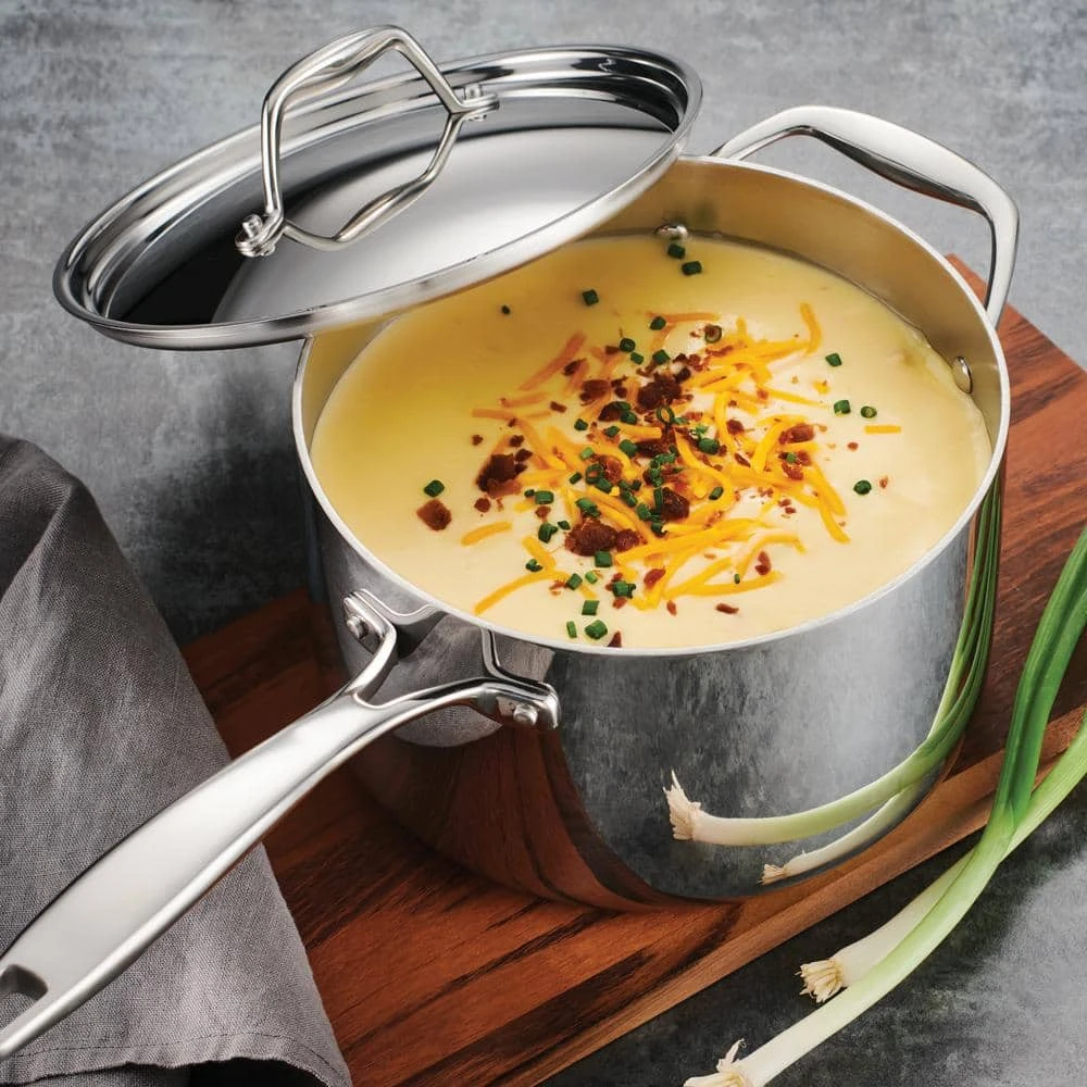 Gourmet 4 Qt. Tri-Ply Clad Saucepan with Lid by Tramontina - Image 2