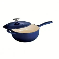 Gourmet 3 qt. Enameled Cast Iron Saucier in Gradated Cobalt with Lid by Tramontina