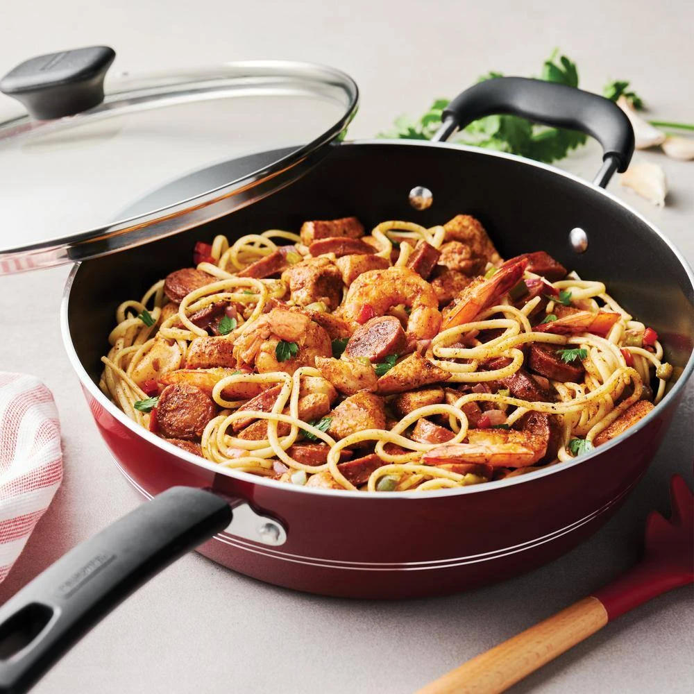 Sicilia 4.5 qt. Aluminum Nonstick Covered Saute Pan in Raspberry by Tramontina - Image 3