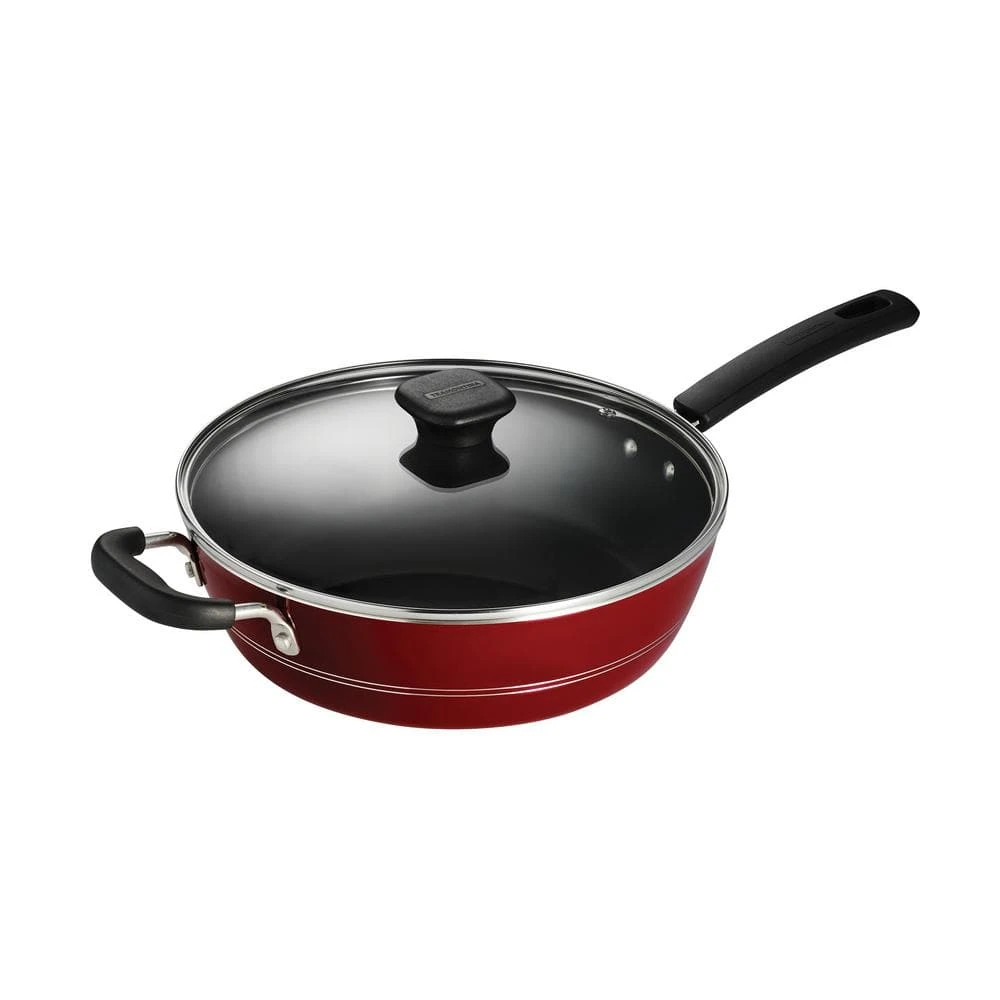 Sicilia 4.5 qt. Aluminum Nonstick Covered Saute Pan in Raspberry by Tramontina