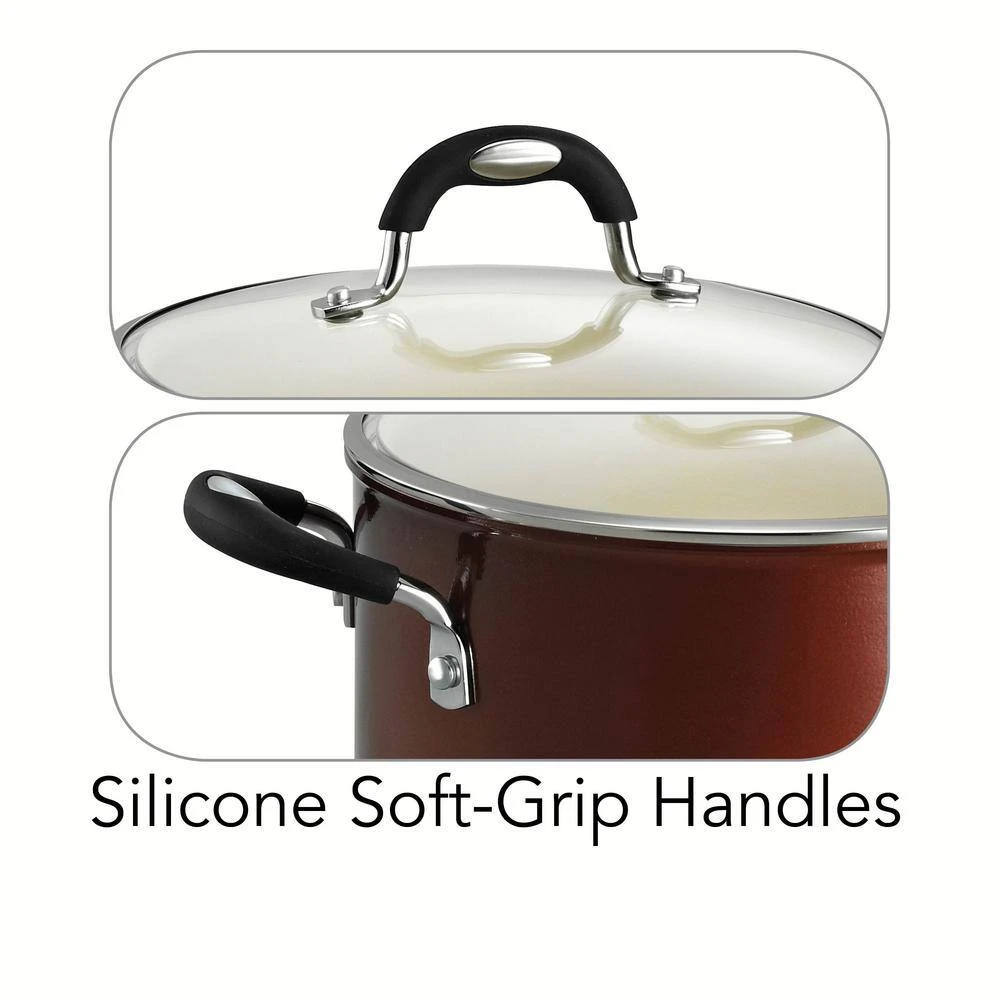 Style Ceramica 6 qt. Aluminum Ceramic Nonstick Stock Pot in Copper with Glass Lid by Tramontina - Image 4