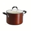 Style Ceramica 6 qt. Aluminum Ceramic Nonstick Stock Pot in Copper with Glass Lid by Tramontina