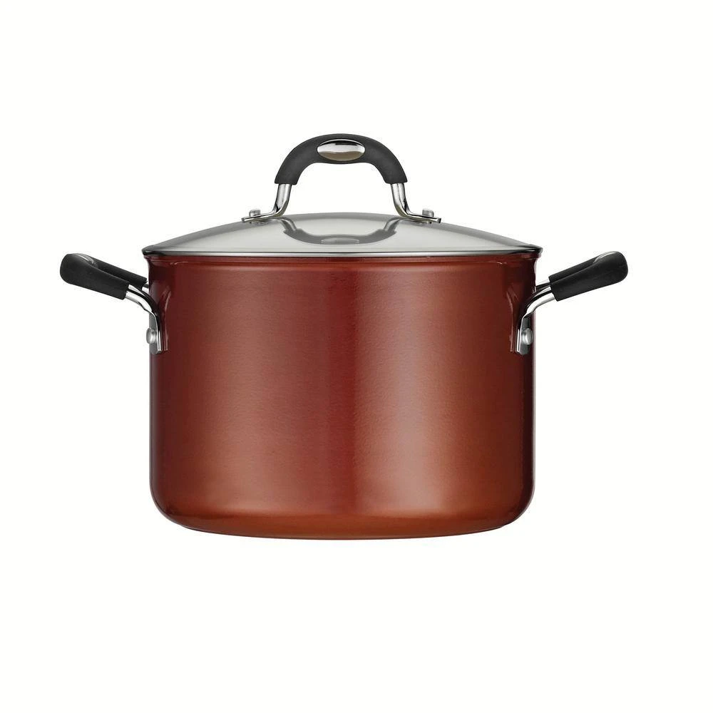 Style Ceramica 6 qt. Aluminum Ceramic Nonstick Stock Pot in Copper with Glass Lid by Tramontina - Image 2