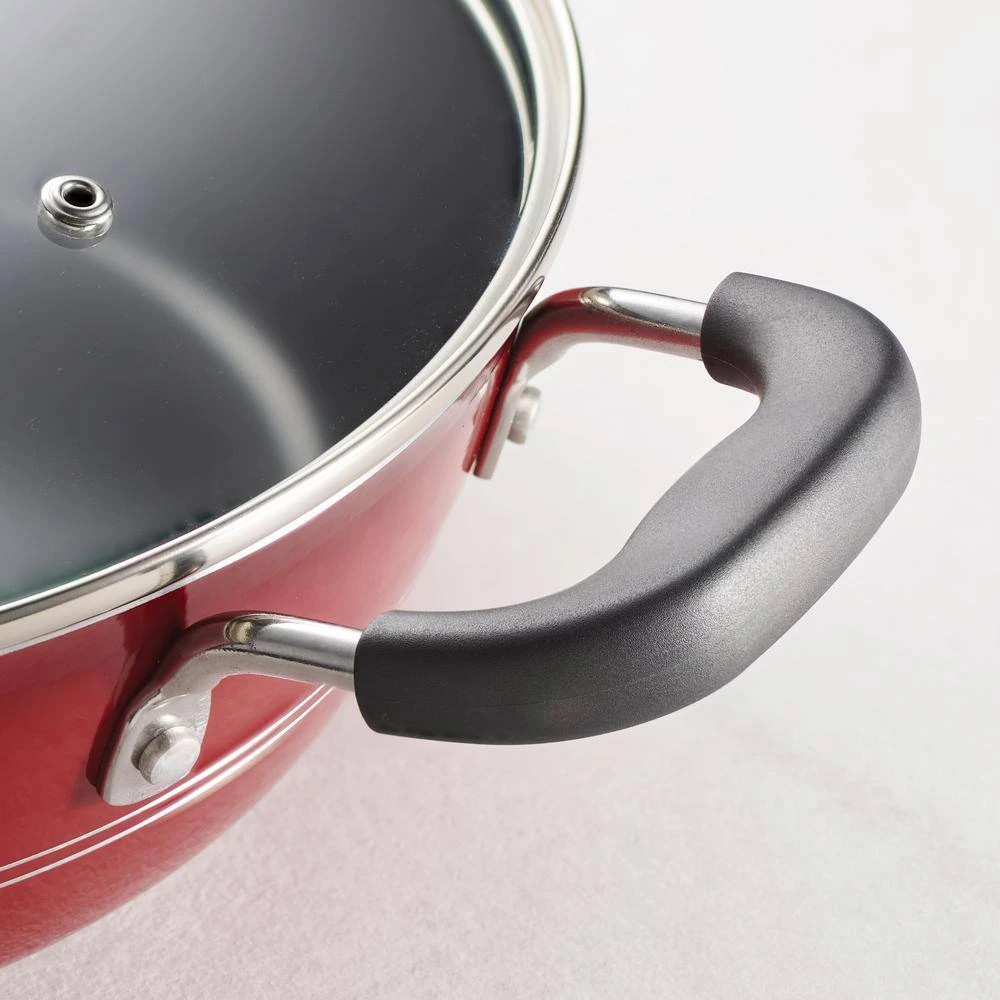 Sicilia 8 qt. Aluminum Nonstick Covered Stock Pot in Raspberry by Tramontina - Image 4