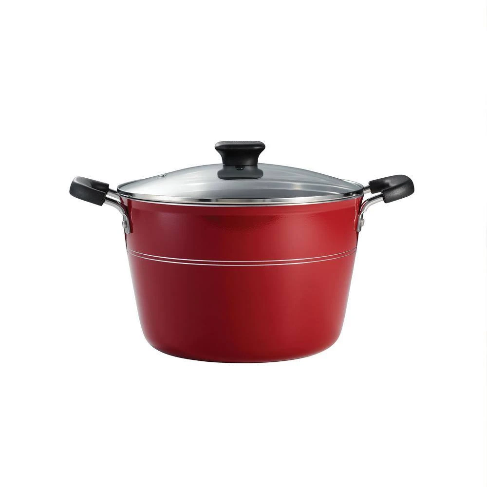 Sicilia 8 qt. Aluminum Nonstick Covered Stock Pot in Raspberry by Tramontina - Image 2