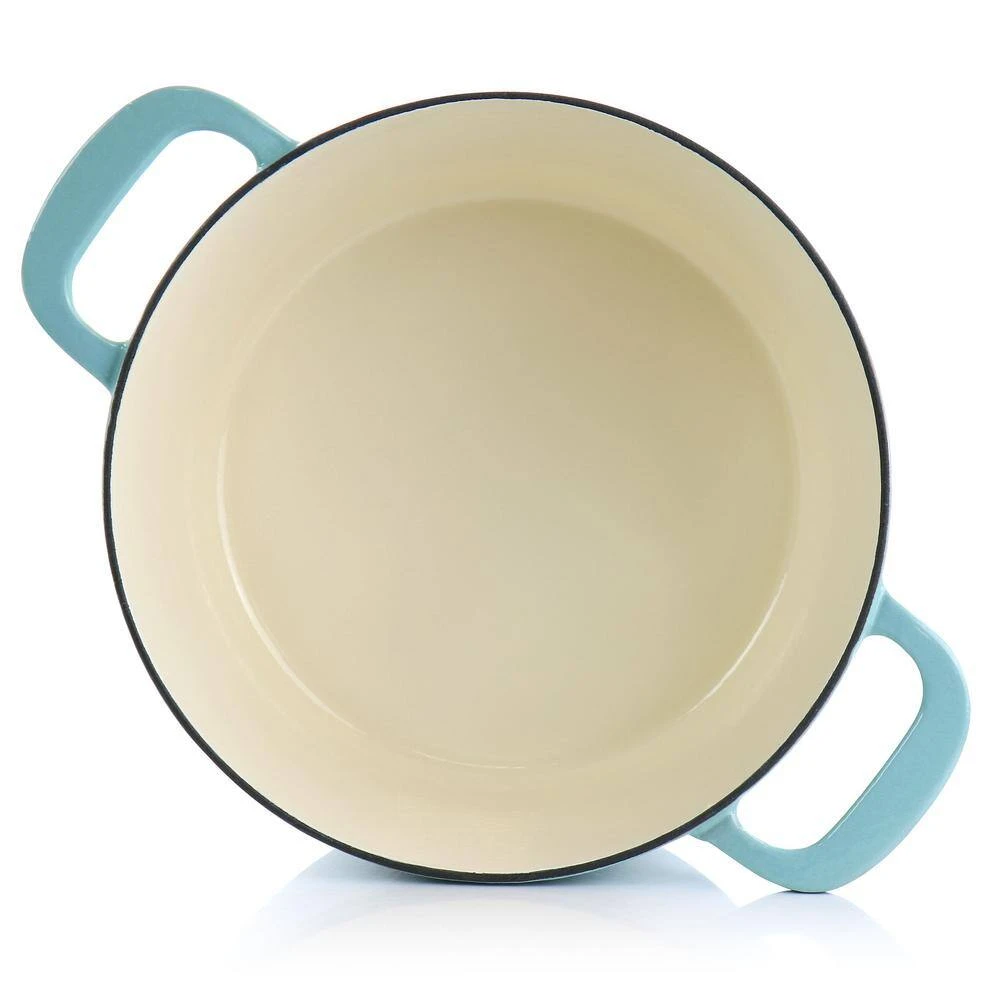 7 qt. Round Turquoise Enameled Cast Iron Dutch Oven with Lid by MARTHA STEWART - Image 3