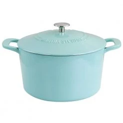 7 qt. Round Turquoise Enameled Cast Iron Dutch Oven with Lid by MARTHA STEWART