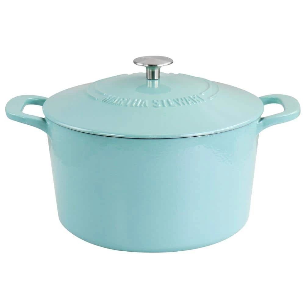 7 qt. Round Turquoise Enameled Cast Iron Dutch Oven with Lid by MARTHA STEWART