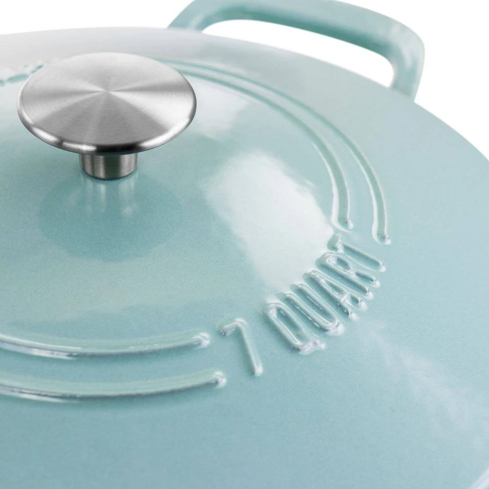 7 qt. Round Turquoise Enameled Cast Iron Dutch Oven with Lid by MARTHA STEWART - Image 6