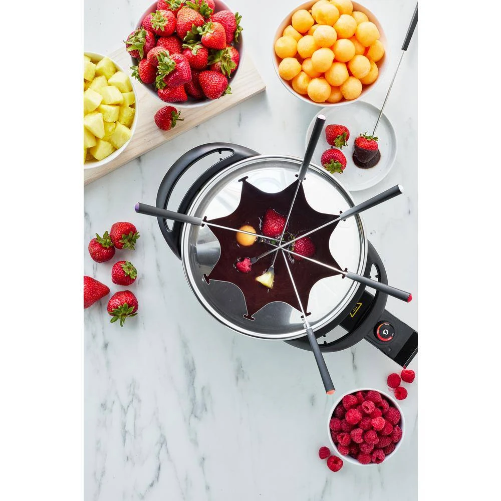 3 qt. Turquoise Ceramic Non-Stick Multi-Use Fondue Pot Set with 8-Fondue Forks by GreenLife - Image 3