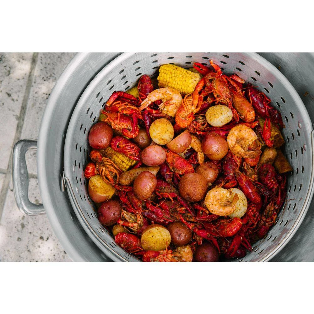 52 qt. Aluminum Cooking Stock Pot with Basket for Steaming Tamales Seafood Crawfish Boiler with Lid by Unbranded - Image 8