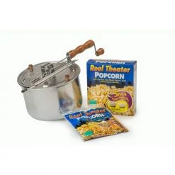 Whirley-Pop 6-Piece Aluminum Silver Stovetop Popcorn Popper with 5 Real Theater All-Inclusive Popping Kits by Wabash Valley Farms