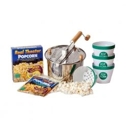 Whirley-Pop 10-Piece Stainless Steel Stovetop Popcorn Popper Set with Serving Bowls by Wabash Valley Farms