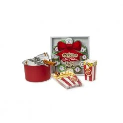 6 qt. Aluminum Red Stovetop Popcorn Popper with 12-Days of Popcorn Christmas Advent Calendar and Pop Open Tubs by Wabash Valley Farms