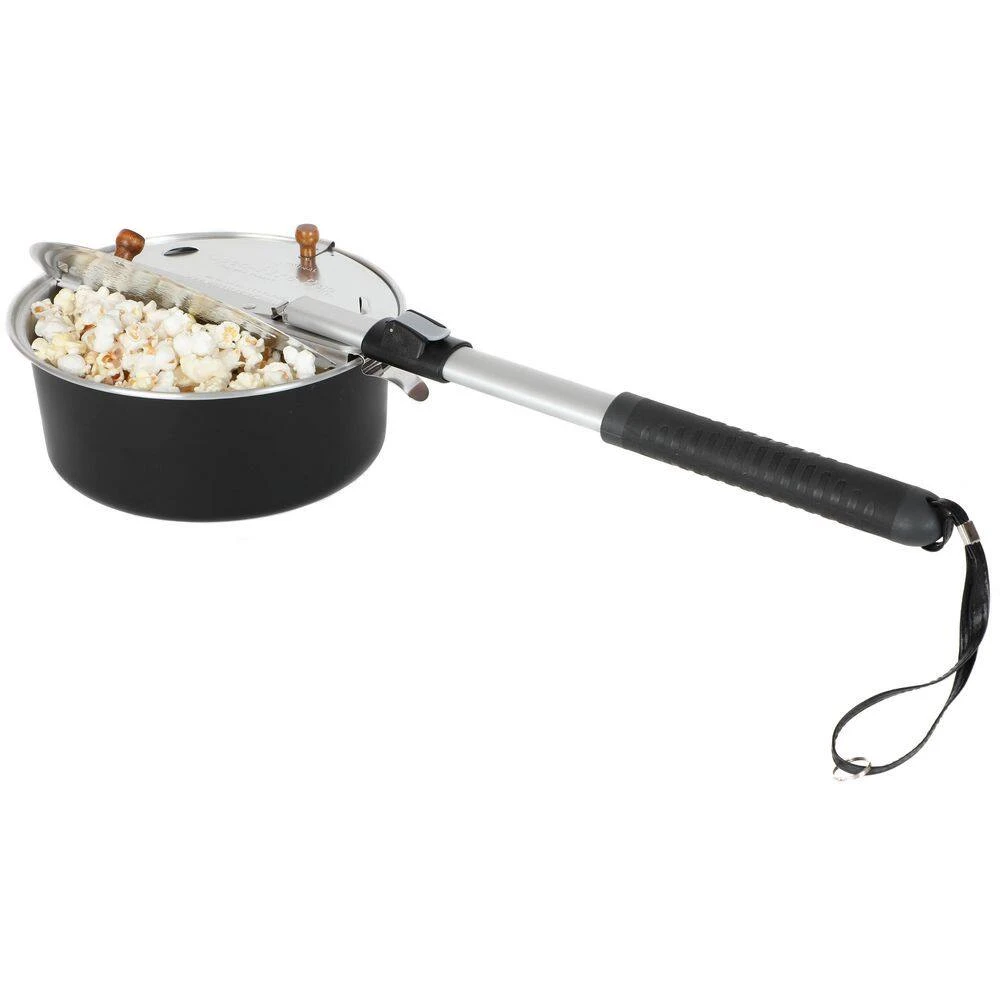 4 qt. Aluminum Black Outdoor Popcorn Popper with 3-All-Inclusive Popping Kits, 5-Pieces Seasoning Tube and 8-Tubs by Wabash Valley Farms - Image 2