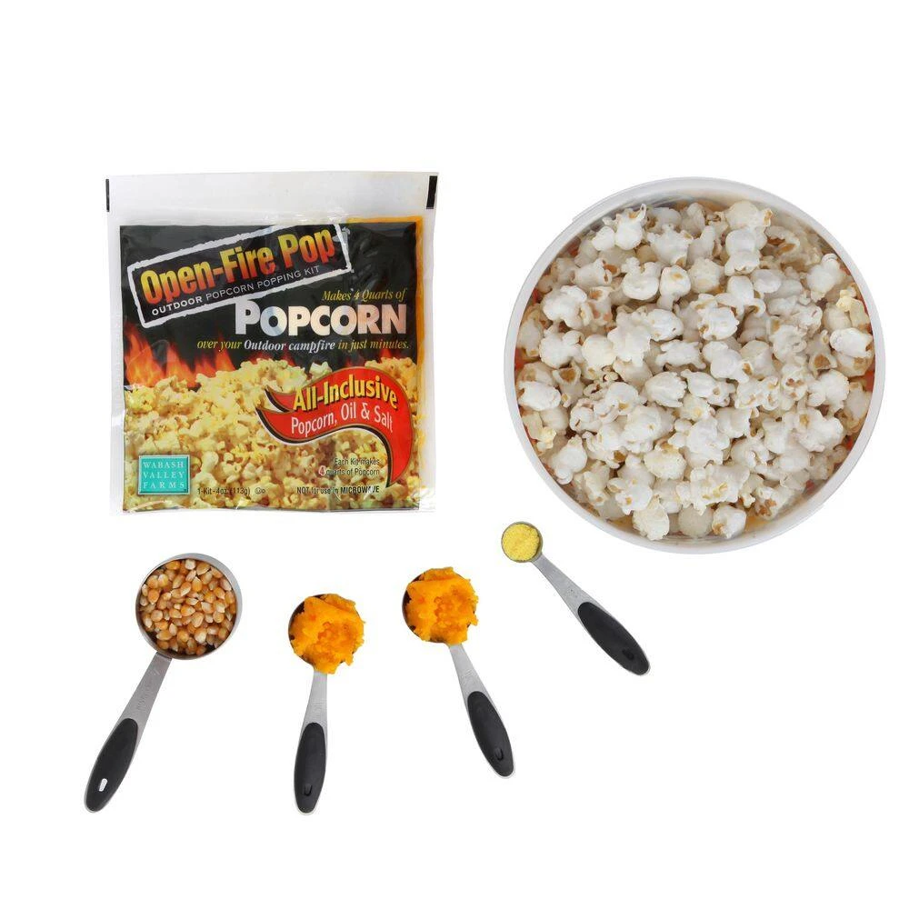 4 qt. Aluminum Black Outdoor Popcorn Popper with 3-All-Inclusive Popping Kits, 5-Pieces Seasoning Tube and 8-Tubs by Wabash Valley Farms - Image 6