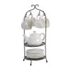 4-Cup White, Dark Bronze Porcelain Teapots by A & B Home