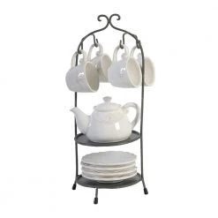 4-Cup White, Dark Bronze Porcelain Teapots by A & B Home