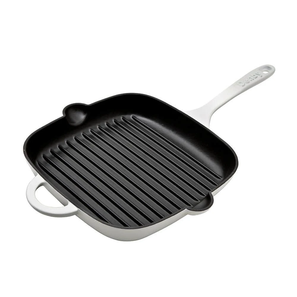 Natural Canvas 11.5 in. Cast Iron Grill Pan in White by Denby
