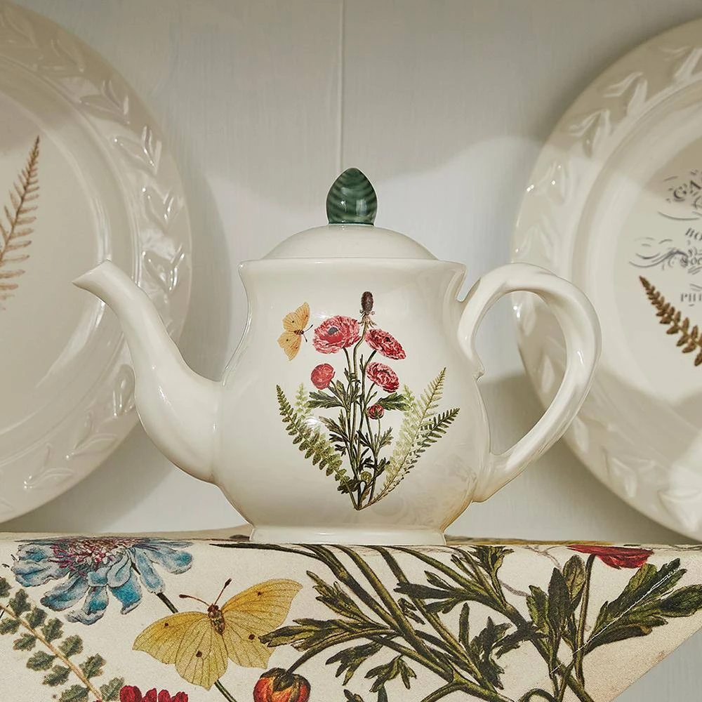 6-Cup White Garden Botanist Ceramic Tea Pot by Park Designs - Image 2