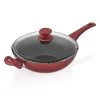 11 in. Red Titanium Coated Aluminum Non-Stick Wok with Glass Lid by CONTEXT