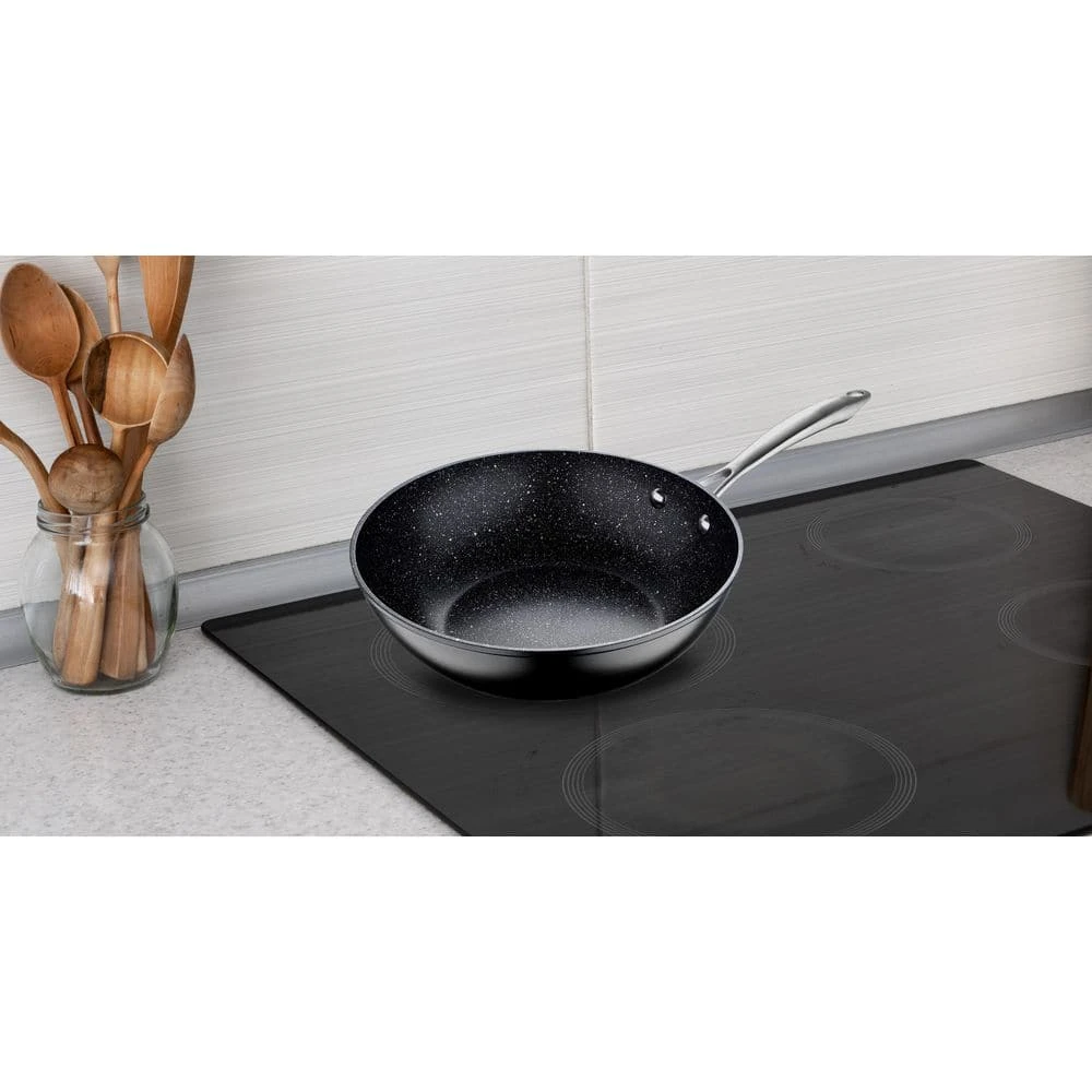 Large 11 in. Black Aluminum Durable Wok by MasterPRO - Image 8