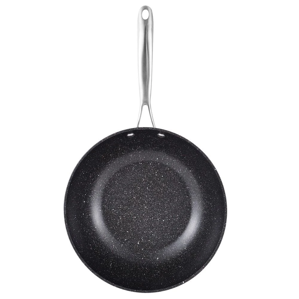 Large 11 in. Black Aluminum Durable Wok by MasterPRO - Image 3