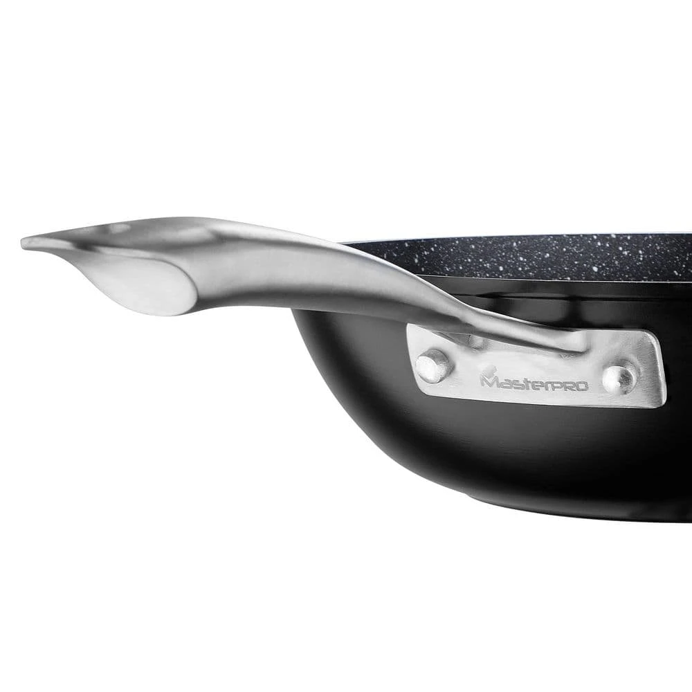 Large 11 in. Black Aluminum Durable Wok by MasterPRO - Image 6