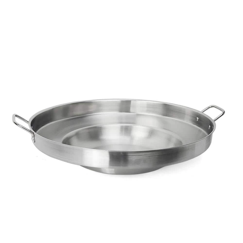 23 in. Round Stainless Steel Comal Wok Griddle Multi Cooker Concave Fry pan by XtremepowerUS