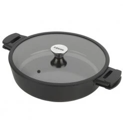 Noir 6 qt. Black Cast Aluminum Ceramic Nonstick Saute Pan by Zavor
